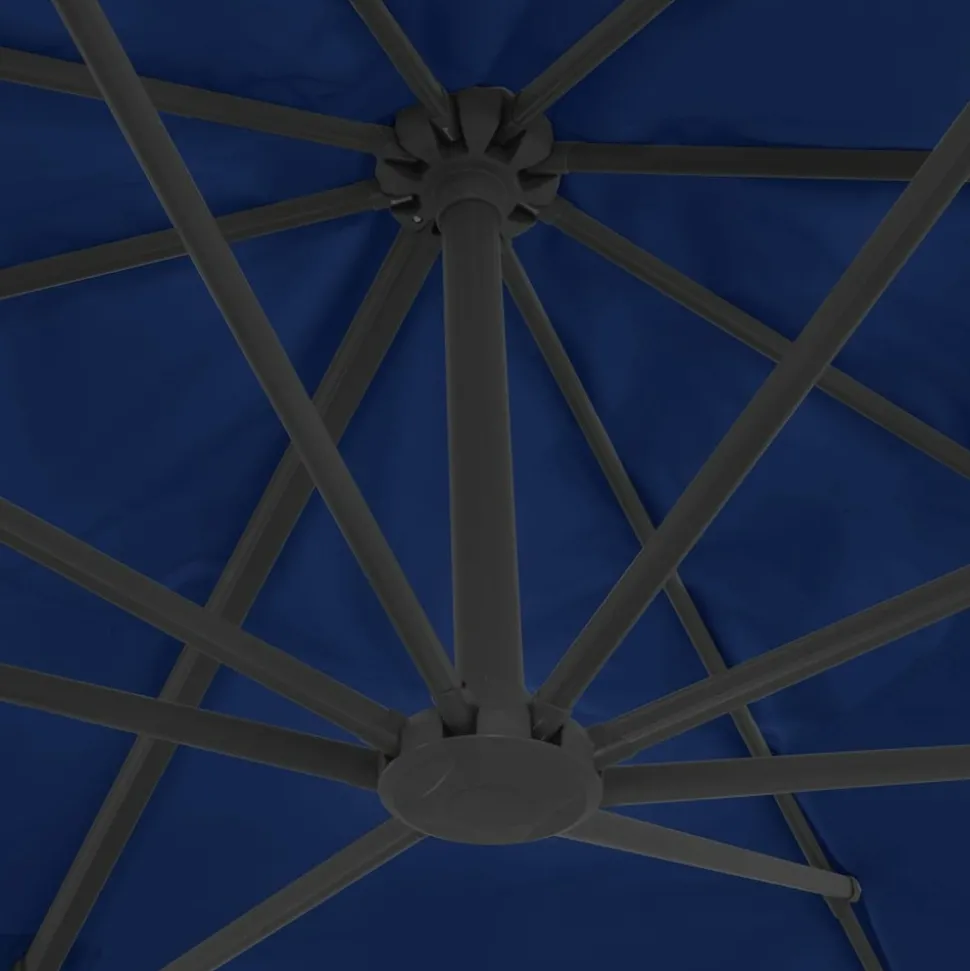 MAISON EXCLUSIVE - Parasol de jardin en porte-à-faux et mât en aluminium bleu azur