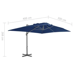 MAISON EXCLUSIVE - Parasol de jardin en porte-à-faux et mât en aluminium bleu azur