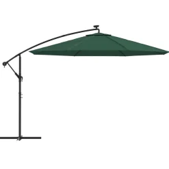 MAISON EXCLUSIVE - Parasol de jardin en porte-à-feux et lumières led mât en métal