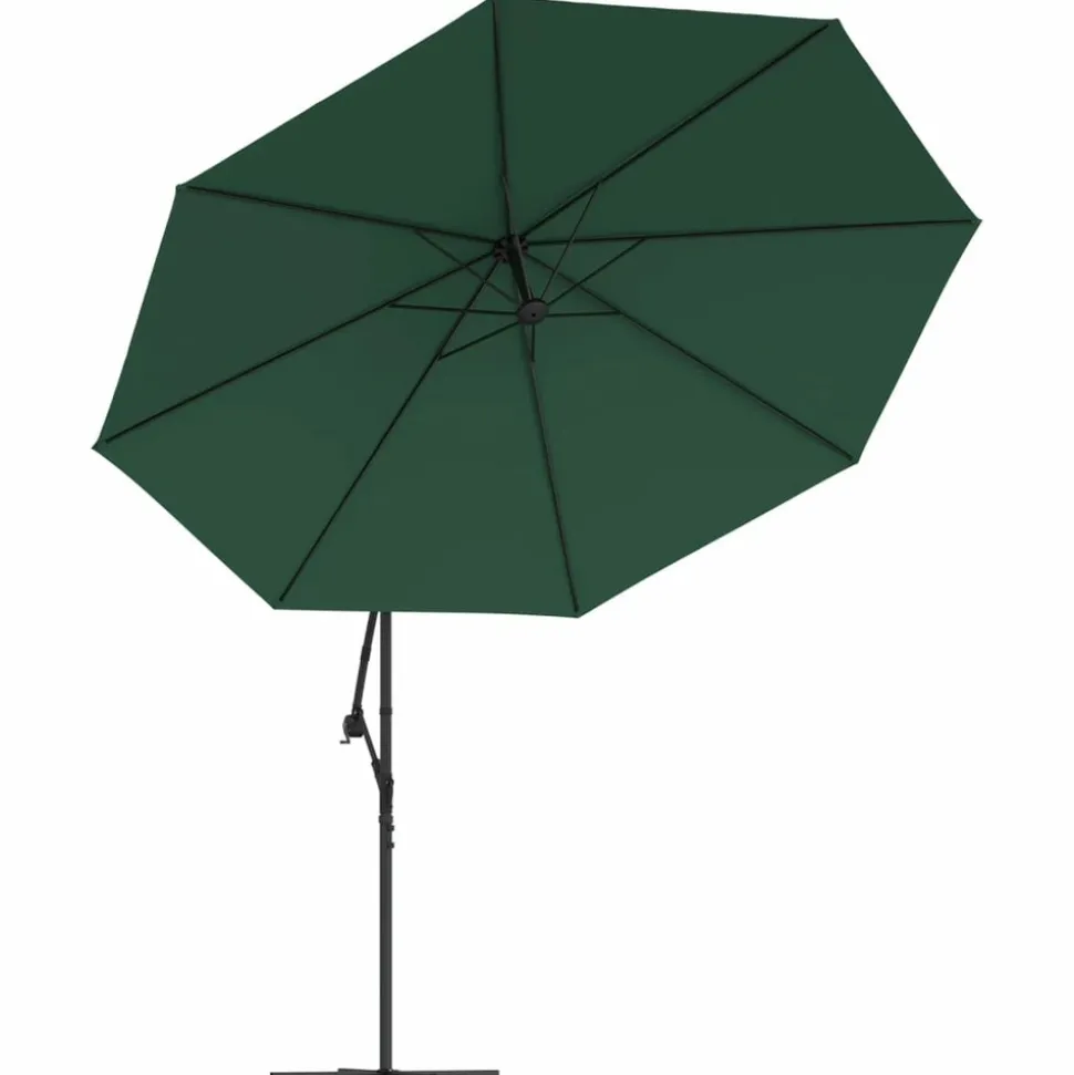 MAISON EXCLUSIVE - Parasol de jardin en porte-à-feux et lumières led mât en métal