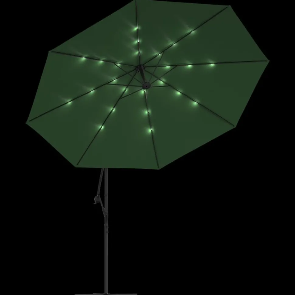 MAISON EXCLUSIVE - Parasol de jardin en porte-à-feux et lumières led mât en métal