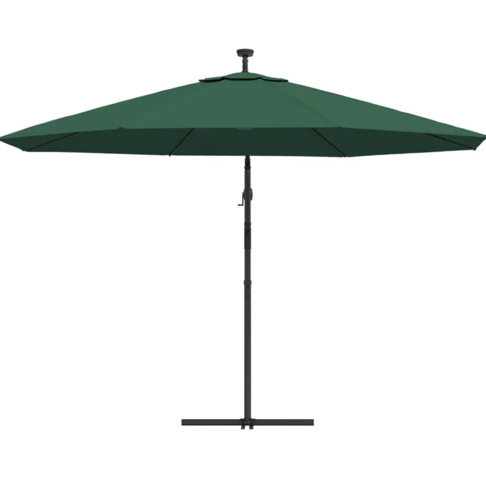 MAISON EXCLUSIVE - Parasol de jardin en porte-à-feux et lumières led mât en métal