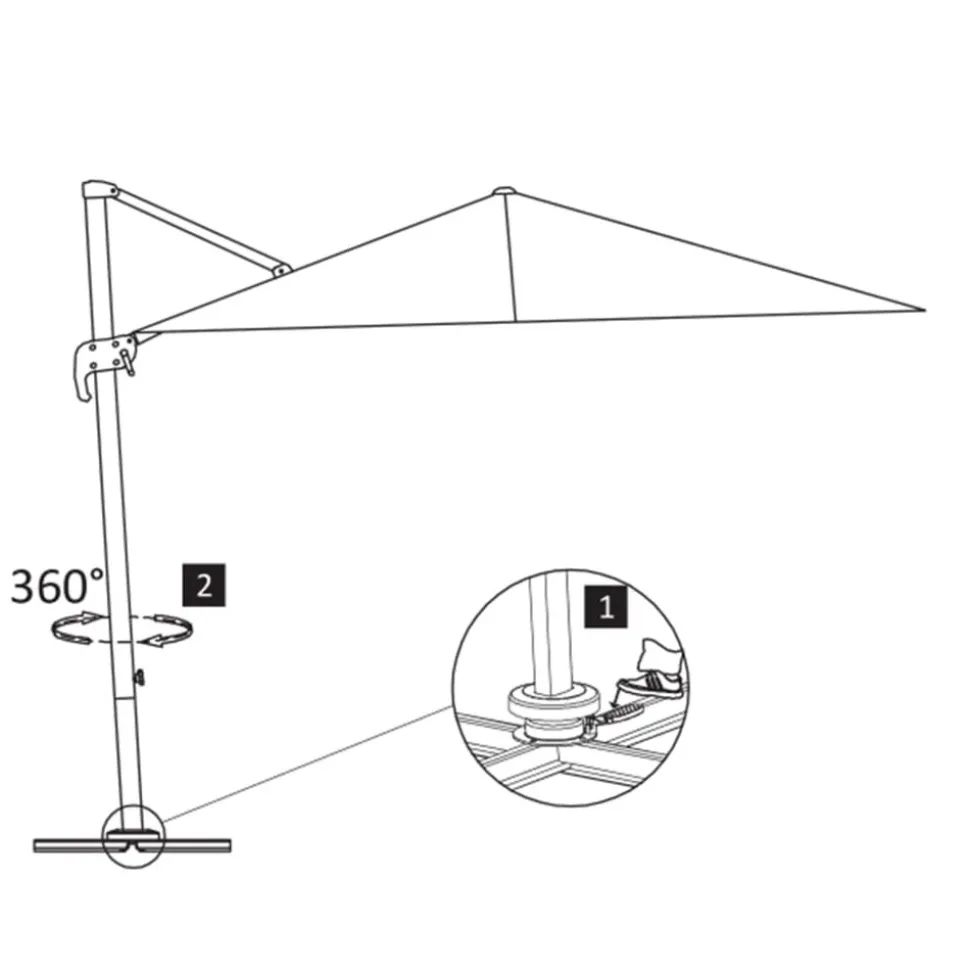 MAISON EXCLUSIVE - Parasol de jardin en porte-à-faux et poteau en aluminium
