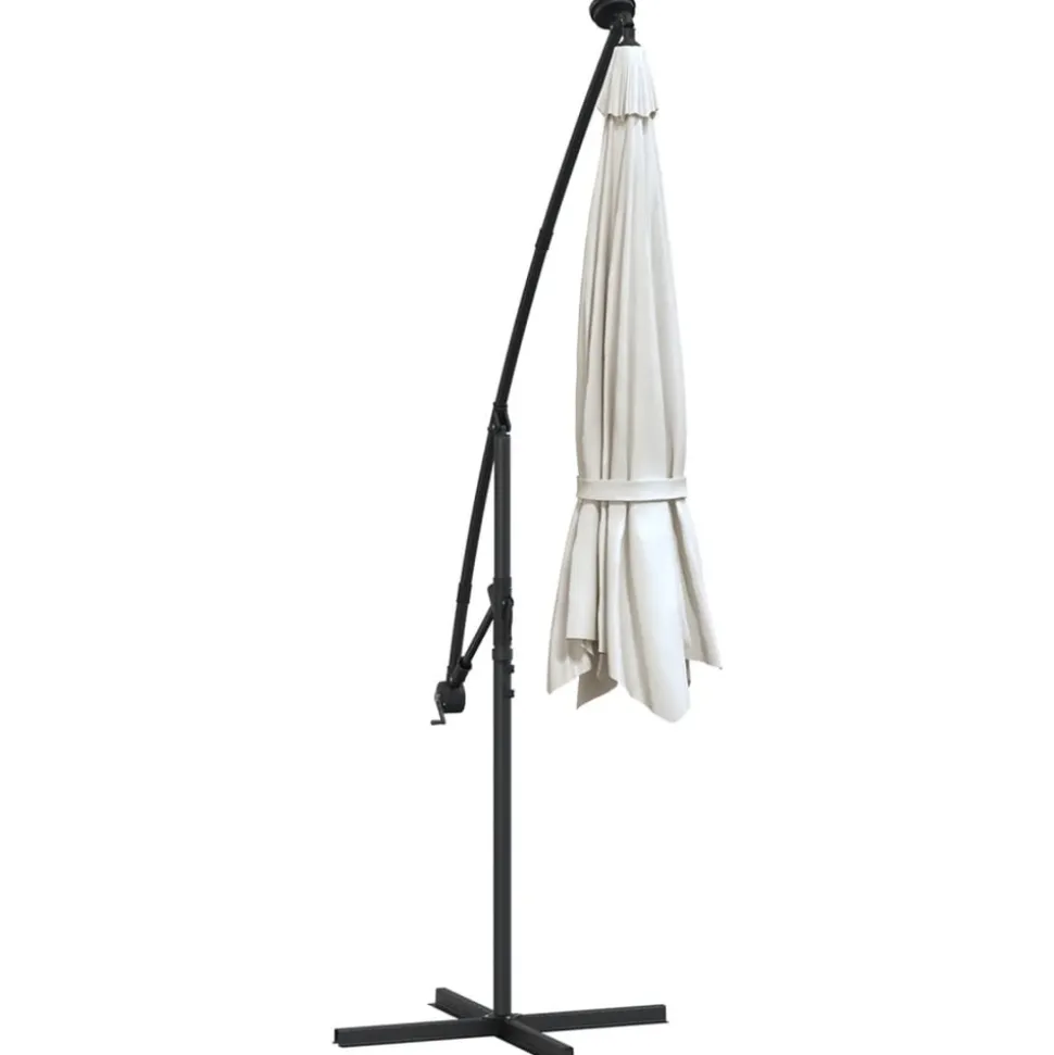MAISON EXCLUSIVE - Parasol avec éclairage led 300cm poteau en métal sable