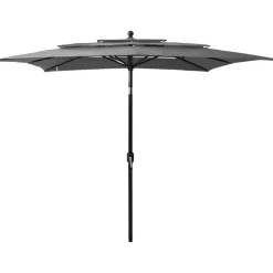 MAISON EXCLUSIVE - Parasol de jardin à 3 niveaux avec mât en aluminium anthracite
