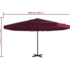 MAISON EXCLUSIVE - Parasol d'extérieur avec mât en aluminium 500 cm rouge bordeaux