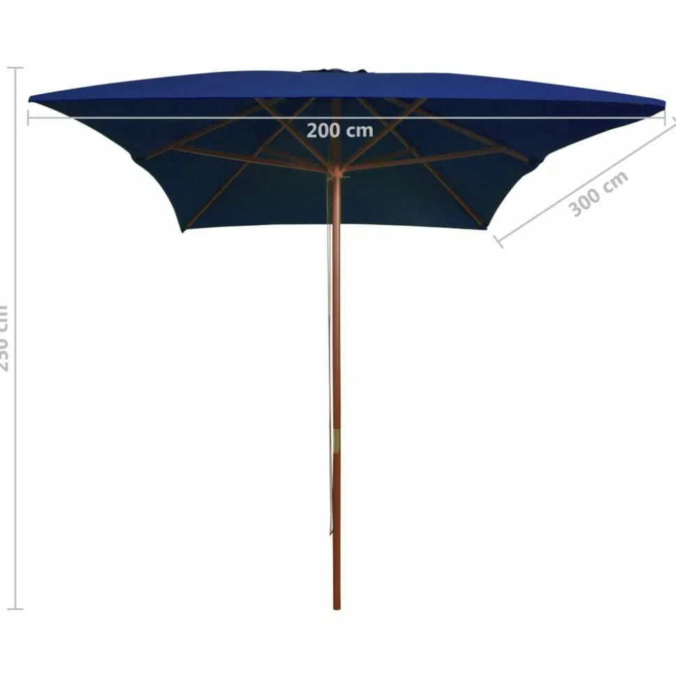 MAISON EXCLUSIVE - Parasol de jardin avec mât en bois bleu 200x300 cm