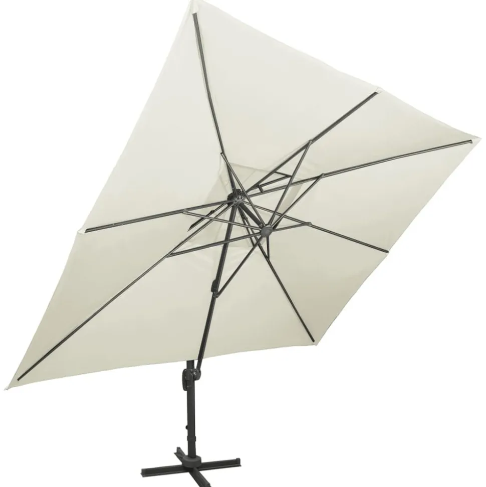 MAISON EXCLUSIVE - Parasol de jardin en porte-à-faux avec double toit sable