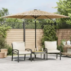 MAISON EXCLUSIVE - Parasol de jardin avec led et mât en acier marron 288x288x225cm