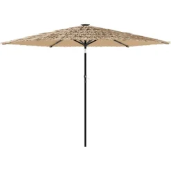 MAISON EXCLUSIVE - Parasol de jardin avec led et mât en acier marron 288x288x225cm