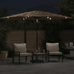 MAISON EXCLUSIVE - Parasol de jardin avec led et mât en acier marron 288x288x225cm