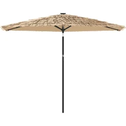MAISON EXCLUSIVE - Parasol de jardin avec led et mât en acier marron 288x288x225cm