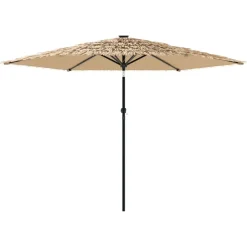MAISON EXCLUSIVE - Parasol de jardin avec led et mât en acier marron 288x288x225cm