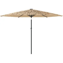 MAISON EXCLUSIVE - Parasol de jardin avec led et mât en acier marron 288x288x225cm