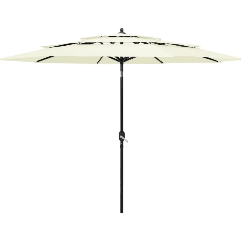 MAISON EXCLUSIVE - Parasol de jardin à 3 niveaux avec mât en aluminium sable 3 m