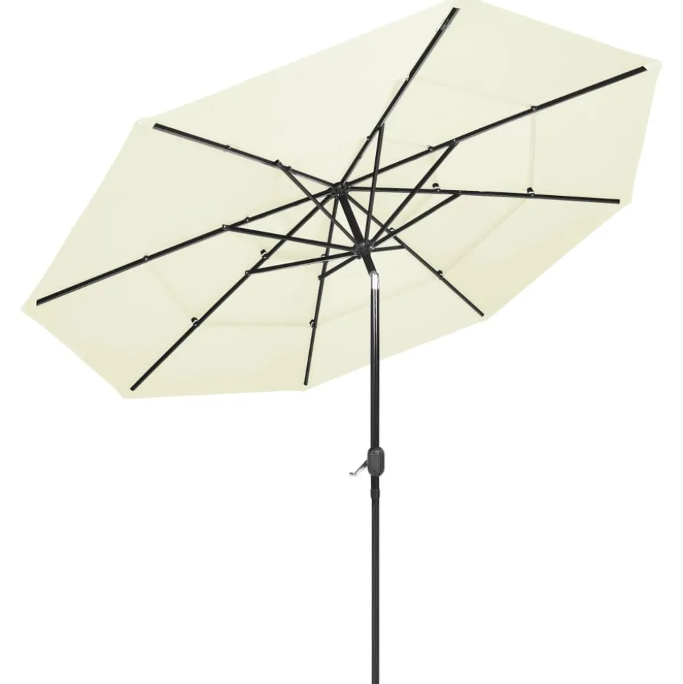 MAISON EXCLUSIVE - Parasol de jardin à 3 niveaux avec mât en aluminium sable 3 m