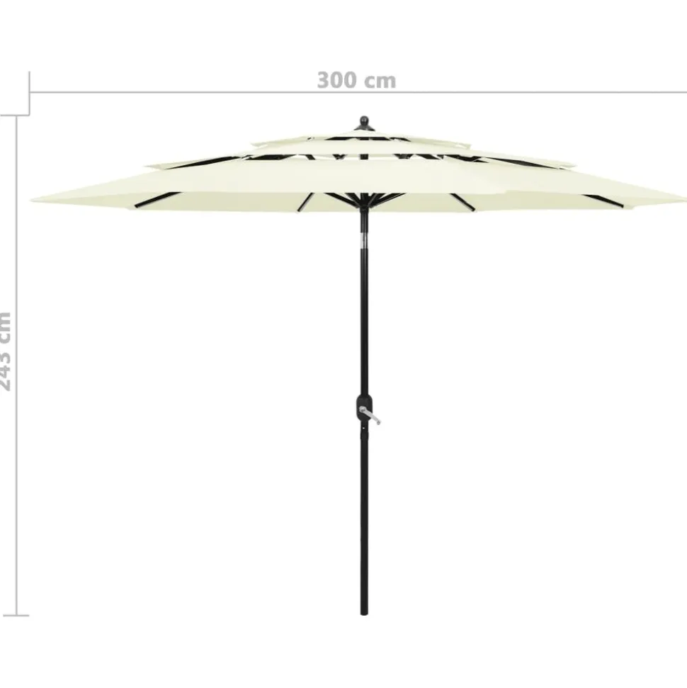 MAISON EXCLUSIVE - Parasol de jardin à 3 niveaux avec mât en aluminium sable 3 m