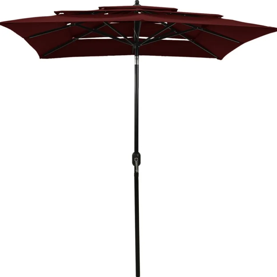 MAISON EXCLUSIVE - Parasol de jardin à 3 niveaux mât en aluminium rouge bordeaux