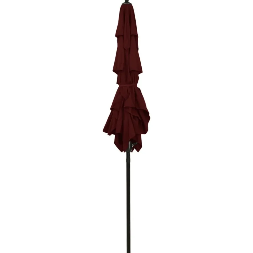 MAISON EXCLUSIVE - Parasol de jardin à 3 niveaux mât en aluminium rouge bordeaux