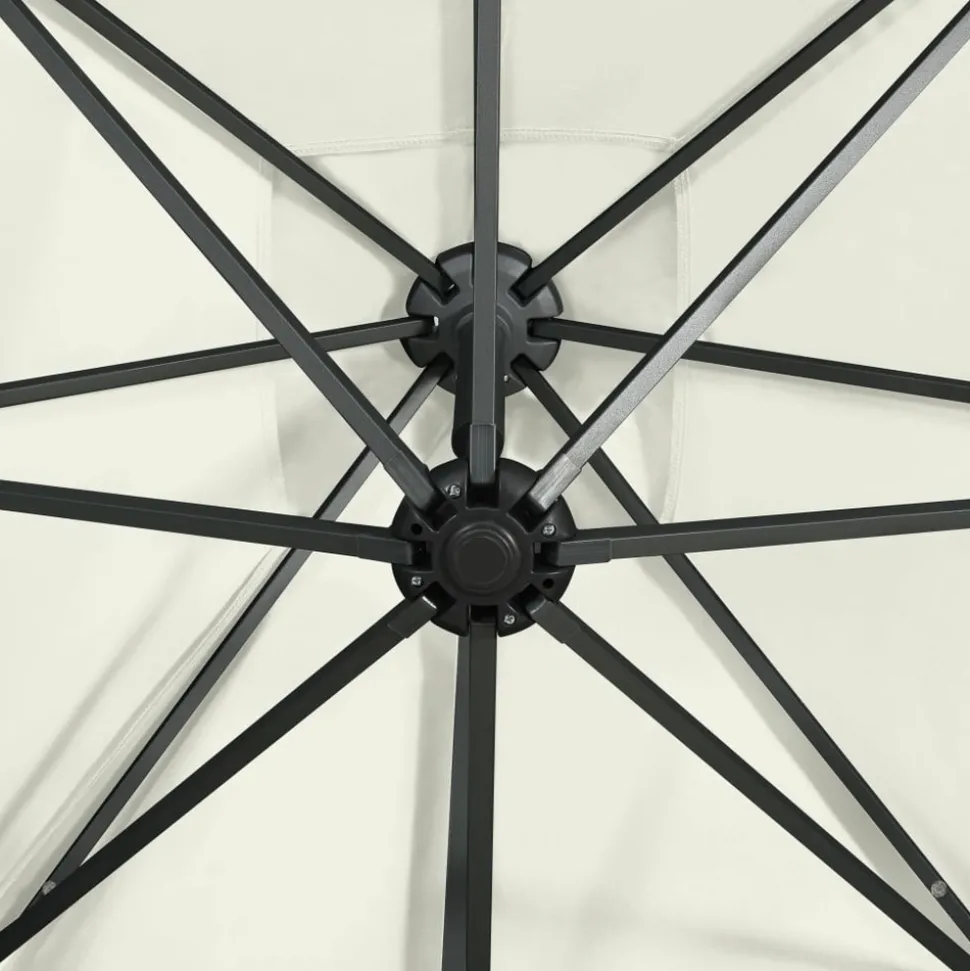 MAISON EXCLUSIVE - Parasol de jardin en porte-à-faux et mât et lumières led sable