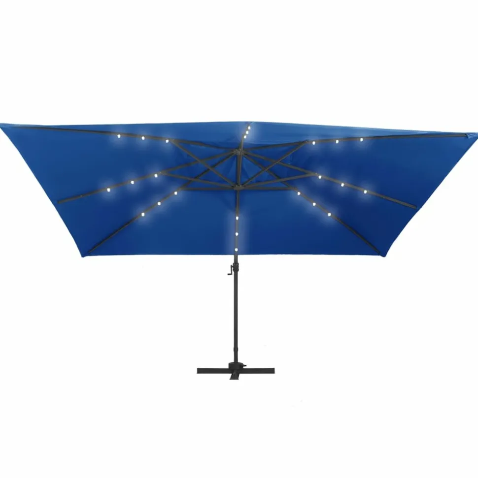 MAISON EXCLUSIVE - Parasol de jardin en porte-à-faux lumières led mât en aluminium