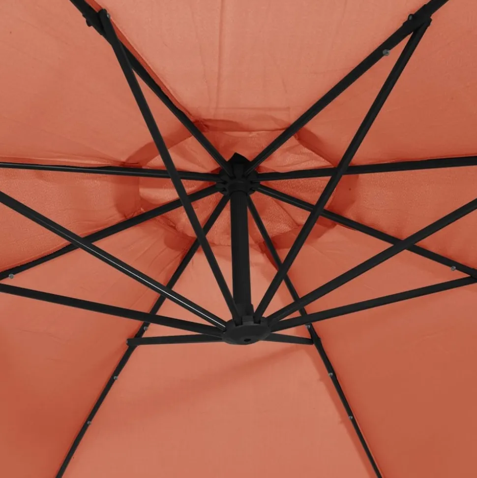 MAISON EXCLUSIVE - Parasol de jardin en porte-à-faux et lumières led mât en acier