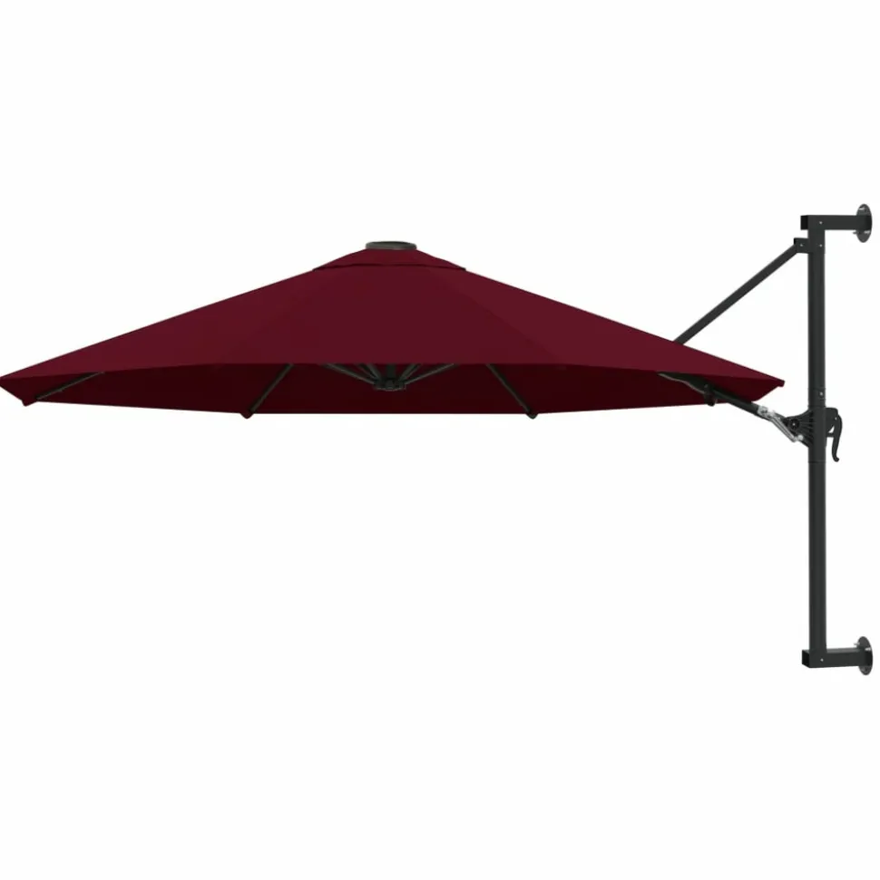 MAISON EXCLUSIVE - Parasol mural avec mât en métal 300 cm bordeaux