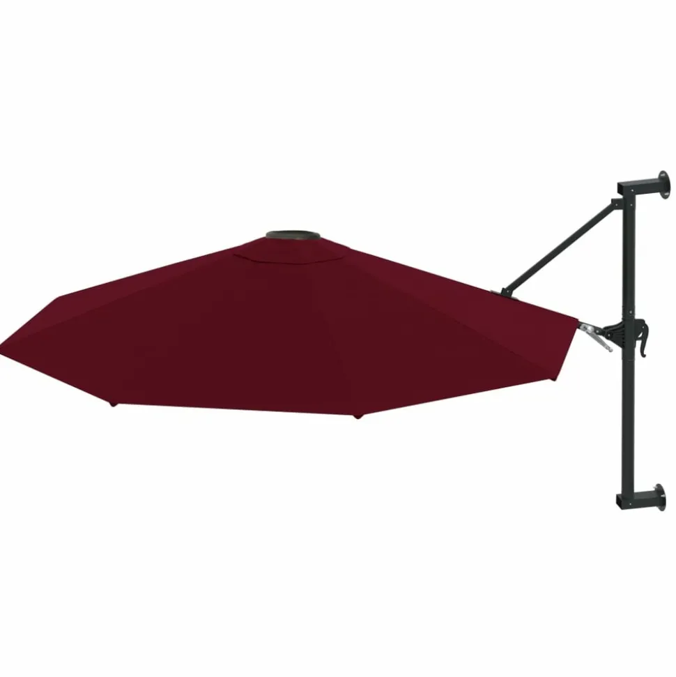 MAISON EXCLUSIVE - Parasol mural avec mât en métal 300 cm bordeaux