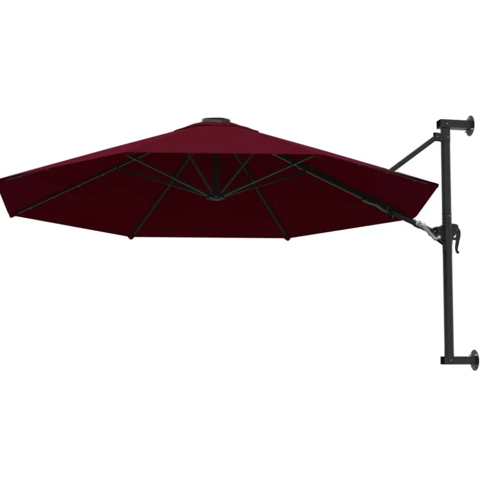 MAISON EXCLUSIVE - Parasol mural avec mât en métal 300 cm bordeaux