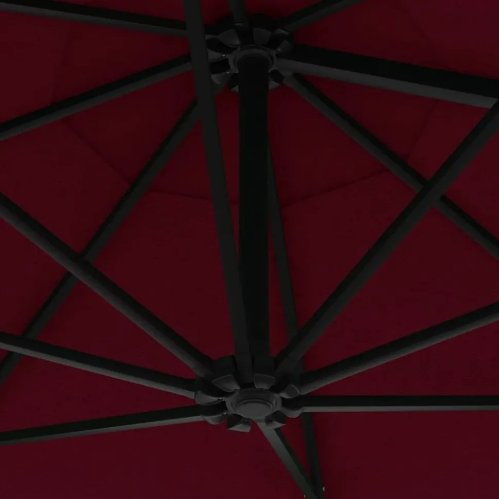 MAISON EXCLUSIVE - Parasol mural avec mât en métal 300 cm bordeaux