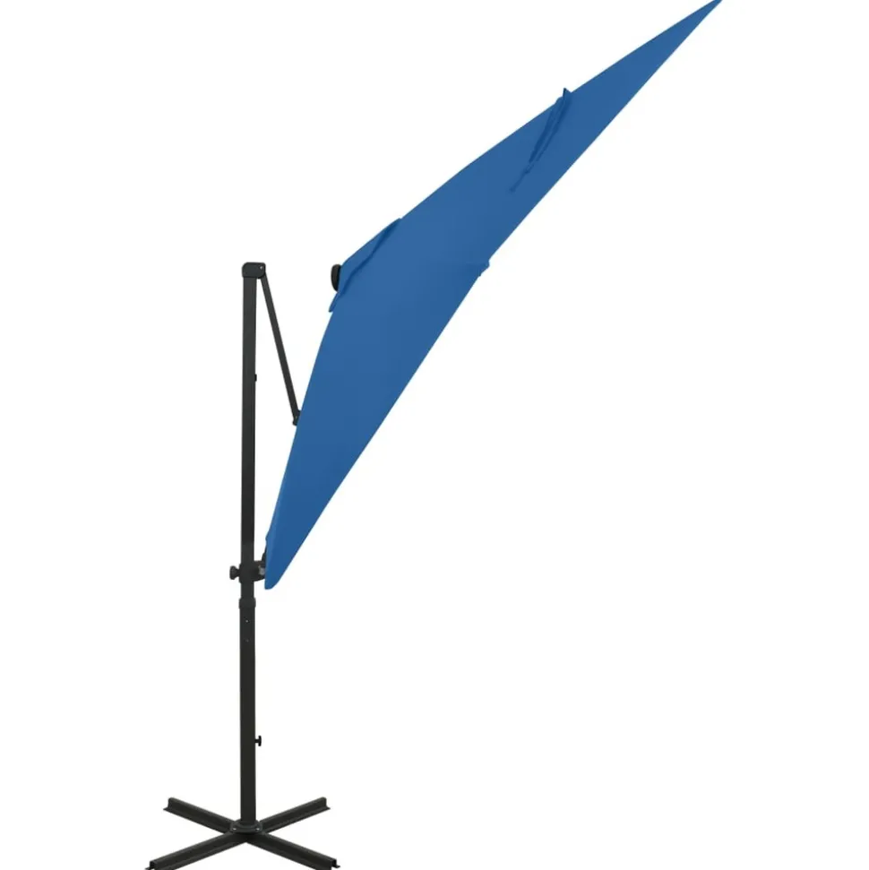 MAISON EXCLUSIVE - Parasol de jardin en porte-à-faux et mât et lumières led
