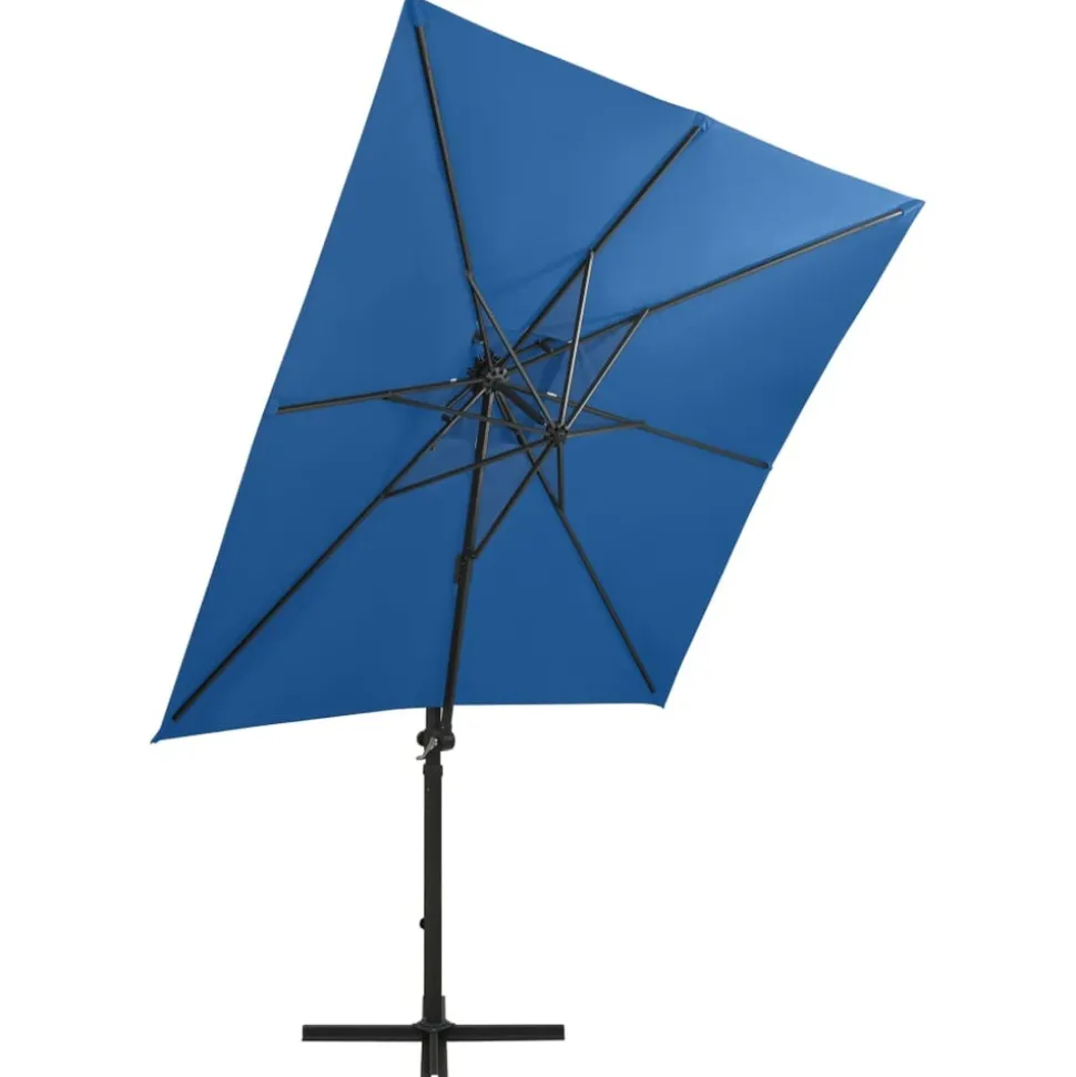 MAISON EXCLUSIVE - Parasol de jardin en porte-à-faux et mât et lumières led