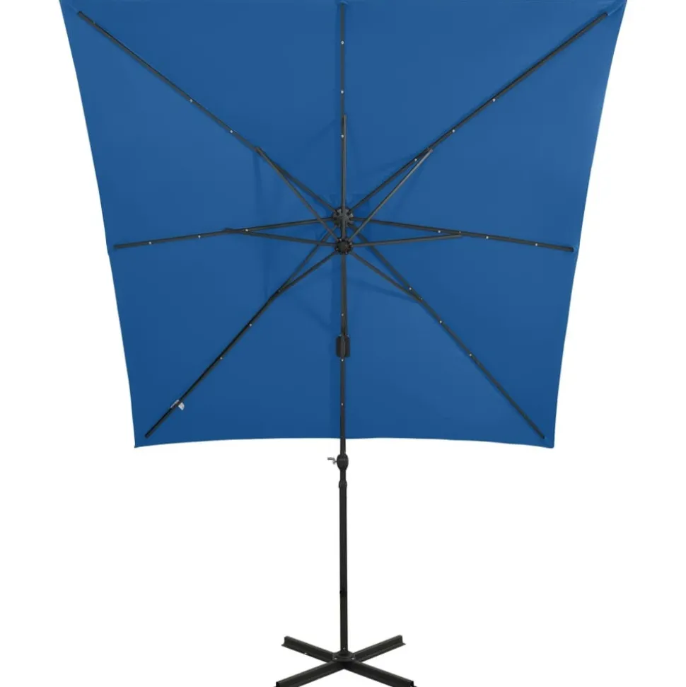 MAISON EXCLUSIVE - Parasol de jardin en porte-à-faux et mât et lumières led