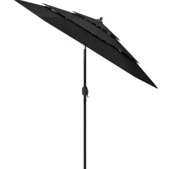MAISON EXCLUSIVE - Parasol de jardin à 3 niveaux avec mât en aluminium noir 2,5 m