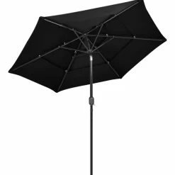 MAISON EXCLUSIVE - Parasol de jardin à 3 niveaux avec mât en aluminium noir 2,5 m