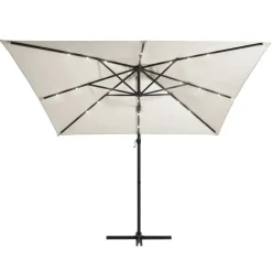 MAISON EXCLUSIVE - Parasol de jardin en porte-à-faux lumières led et mât en acier