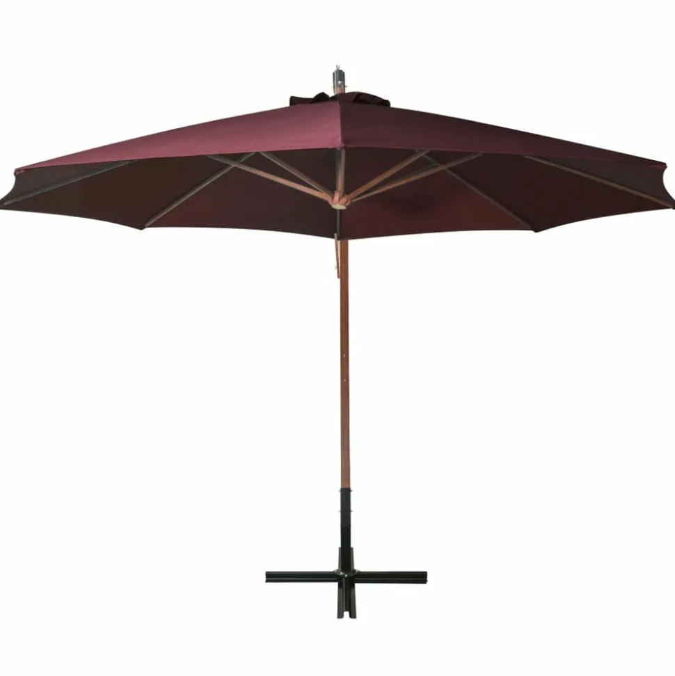 MAISON EXCLUSIVE - Parasol de jardin suspendu et mât rouge bordeaux bois de sapin