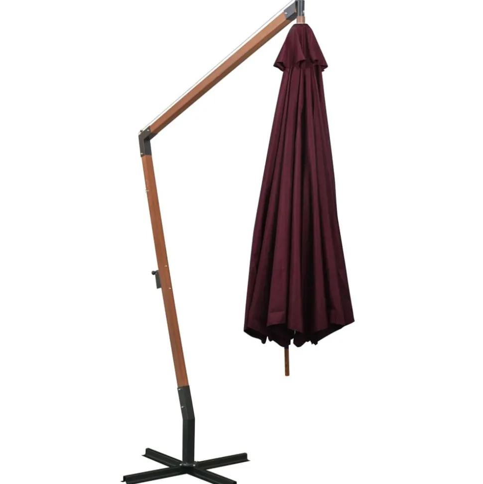 MAISON EXCLUSIVE - Parasol de jardin suspendu et mât rouge bordeaux bois de sapin