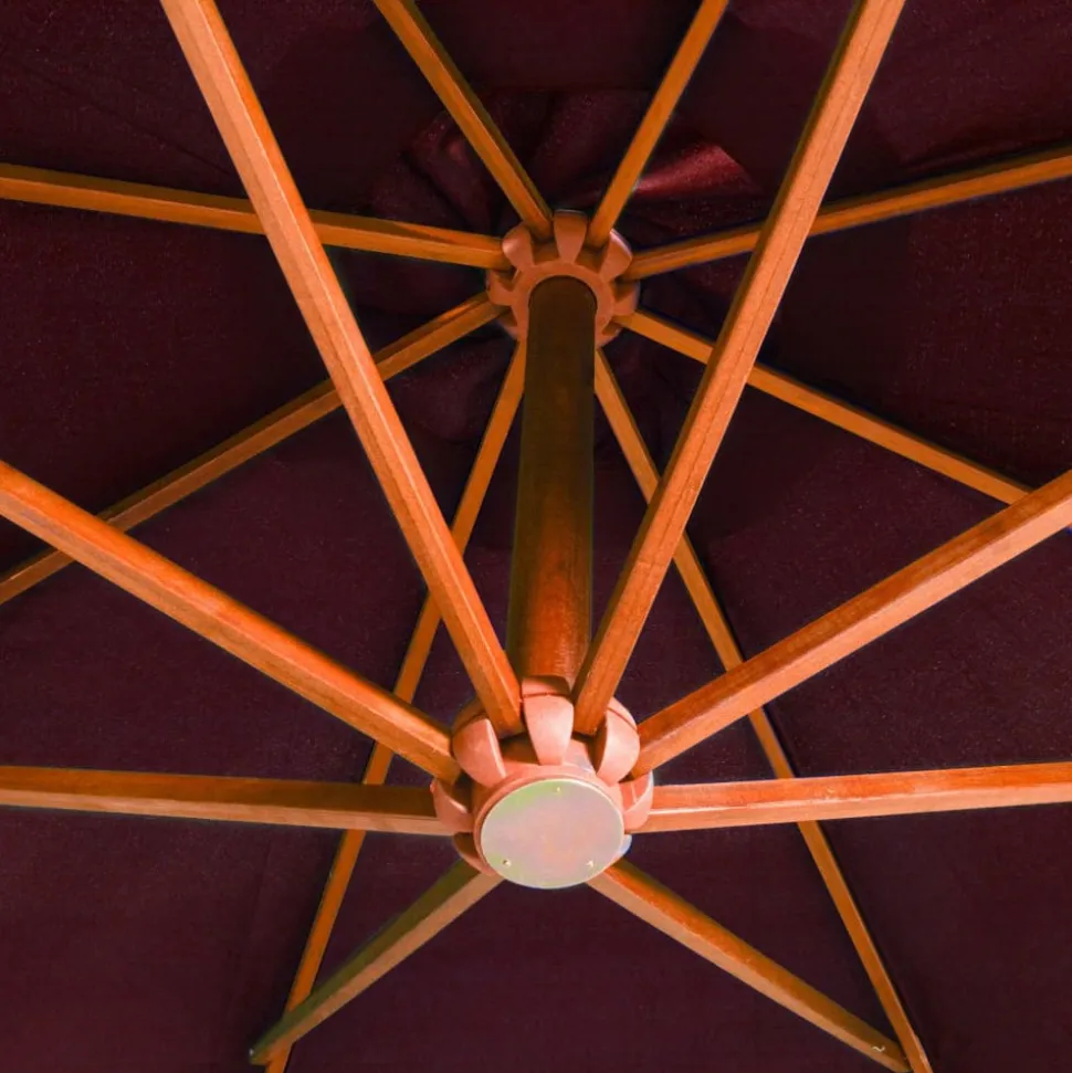 MAISON EXCLUSIVE - Parasol de jardin suspendu et mât rouge bordeaux bois de sapin