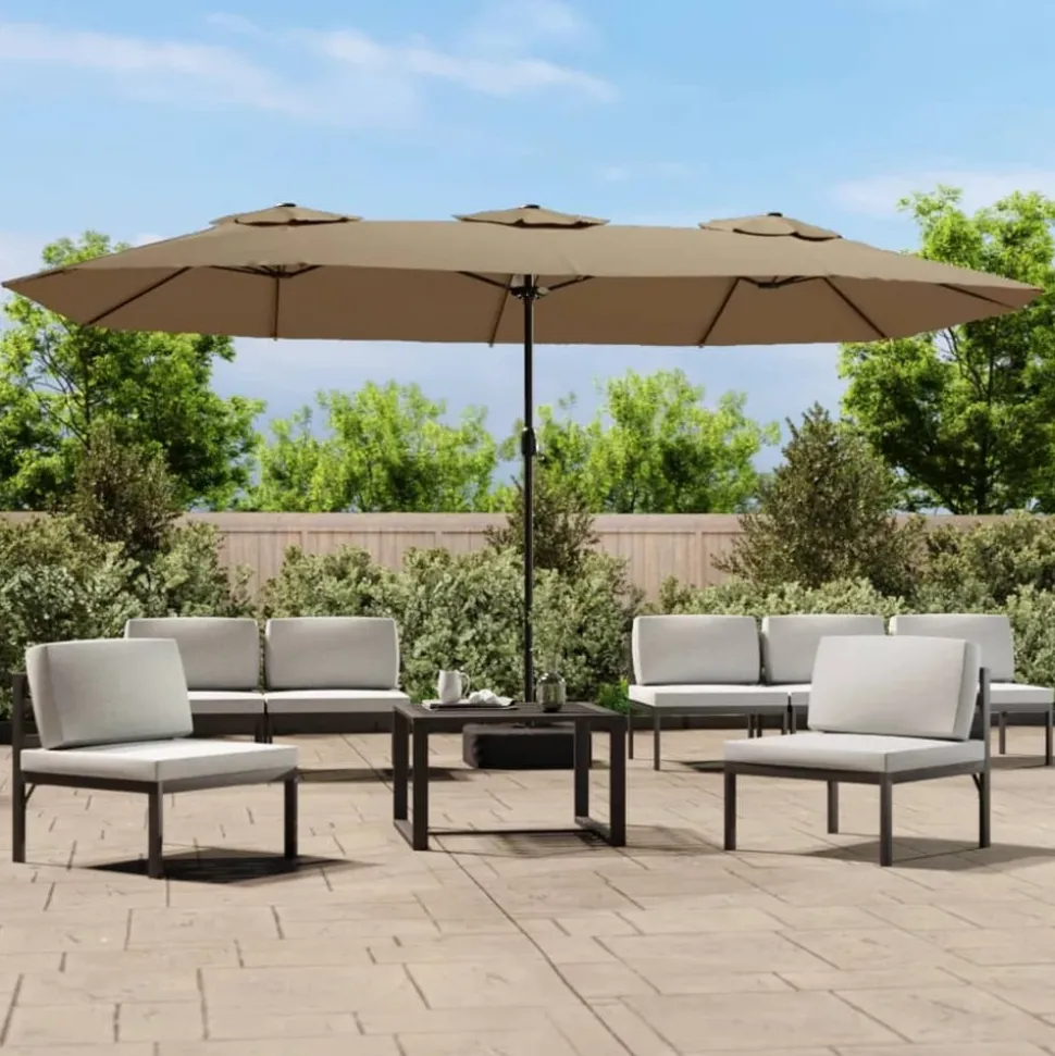 MAISON EXCLUSIVE - Parasol de jardin à double tête avec led taupe 449x265 cm