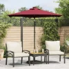 MAISON EXCLUSIVE - Parasol de jardin avec led mât en acier bordeaux 225x225x212 cm