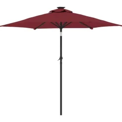 MAISON EXCLUSIVE - Parasol de jardin avec led mât en acier bordeaux 225x225x212 cm