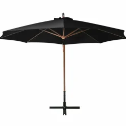 MAISON EXCLUSIVE - Parasol de jardin suspendu avec mât noir bois de sapin massif