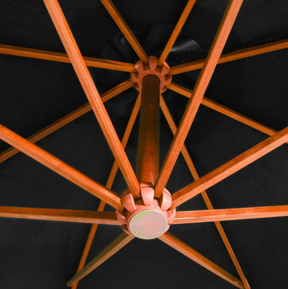 MAISON EXCLUSIVE - Parasol de jardin suspendu avec mât noir bois de sapin massif