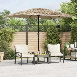 MAISON EXCLUSIVE - Parasol de jardin avec led et mât en acier marron 300x200x250cm