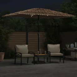 MAISON EXCLUSIVE - Parasol de jardin avec led et mât en acier marron 300x200x250cm