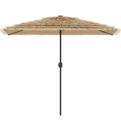 MAISON EXCLUSIVE - Parasol de jardin avec led et mât en acier marron 300x200x250cm