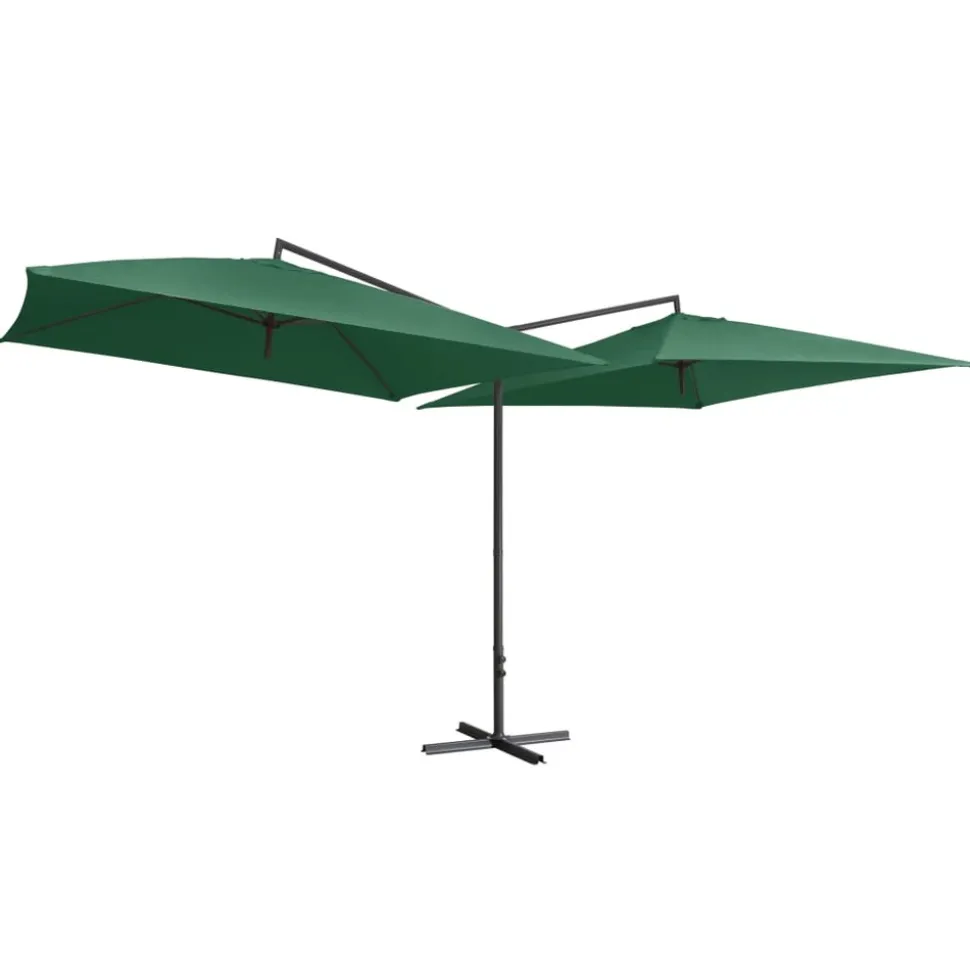 MAISON EXCLUSIVE - Parasol double avec mât en acier 250 x 250 cm vert