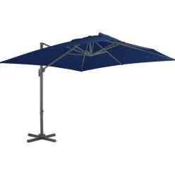 MAISON EXCLUSIVE - Parasol de jardin en porte-à-faux et mât en aluminium bleu azur