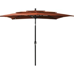 MAISON EXCLUSIVE - Parasol de jardin à 3 niveaux avec mât en aluminium terre cuite